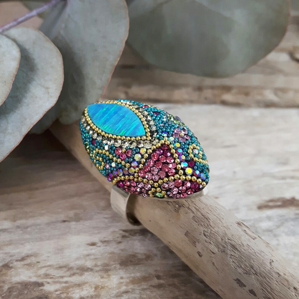 Allegra Viva Magenta Adjustable Ring