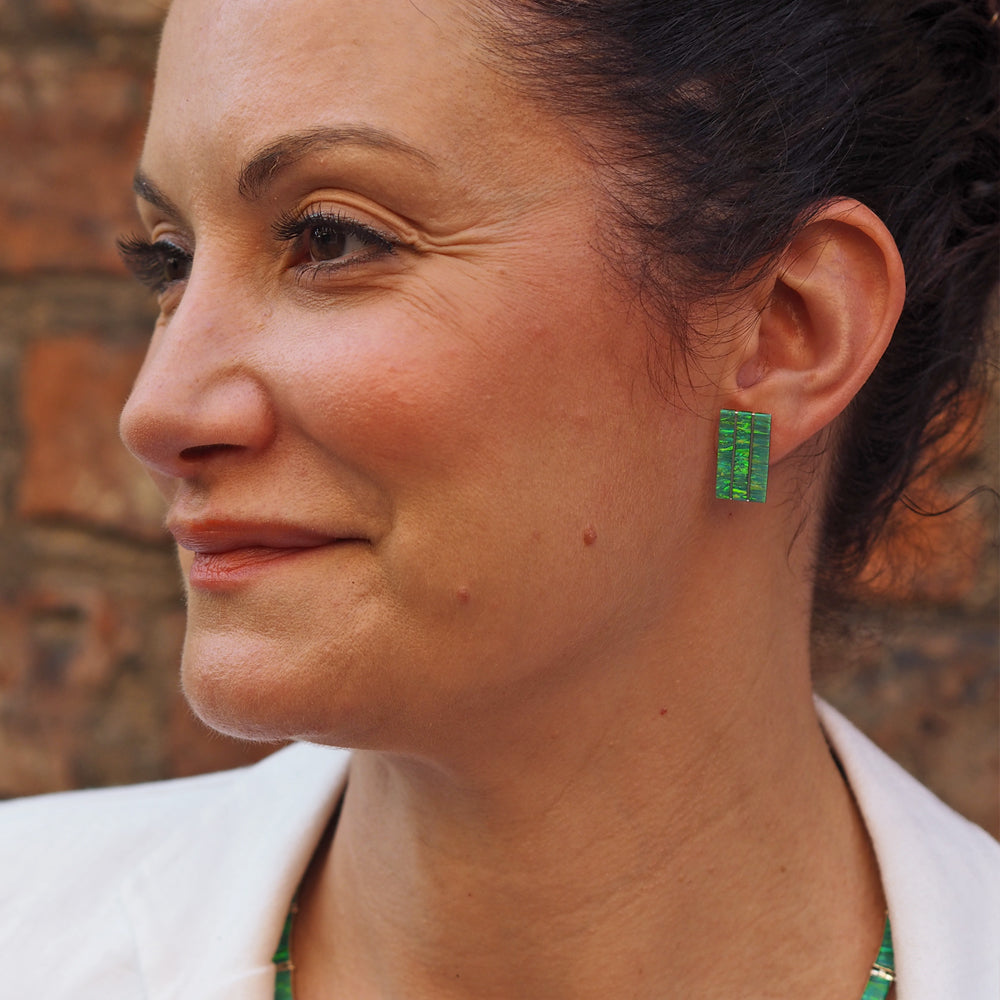 Flinder Nouveau Green Stud Earring