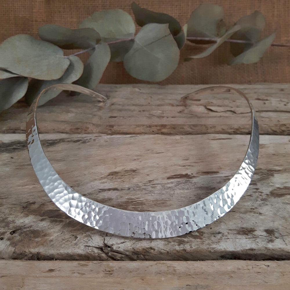 Classic Silver Hammered Choker 1.2cm