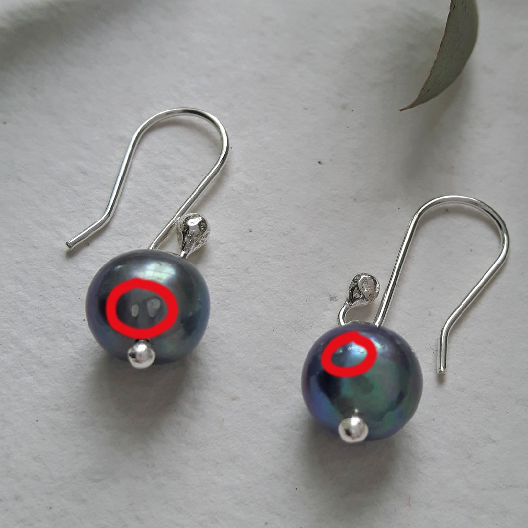 Perfectly Imperfect Classic Small Grey Peacock Pearl Drop Earrings