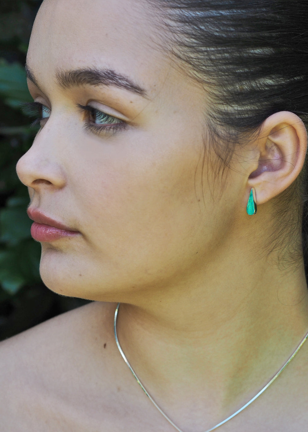 Flinder Green Petal Stud Earrings