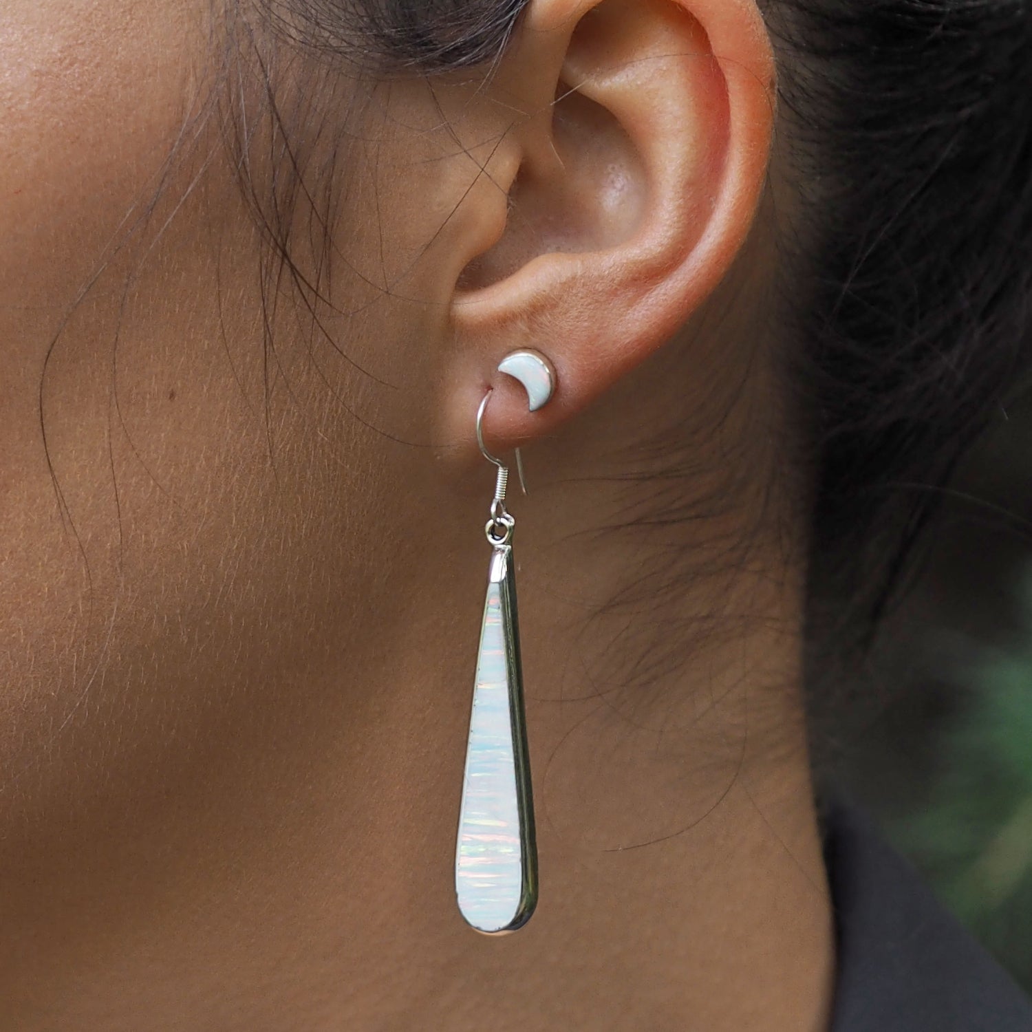 Flinder White Long Drop Earrings