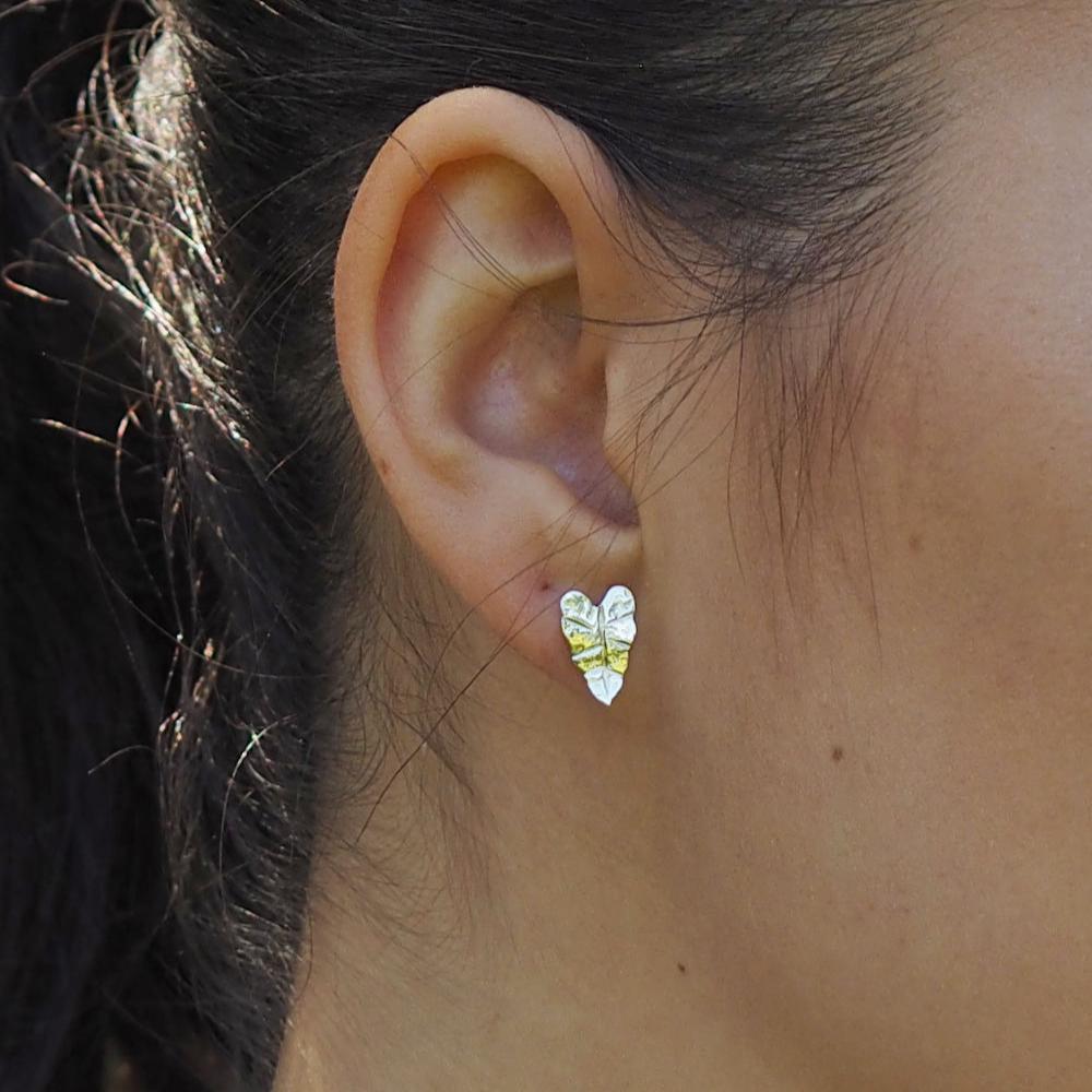 Foresta Tiny Taro Leaf Stud Earrings