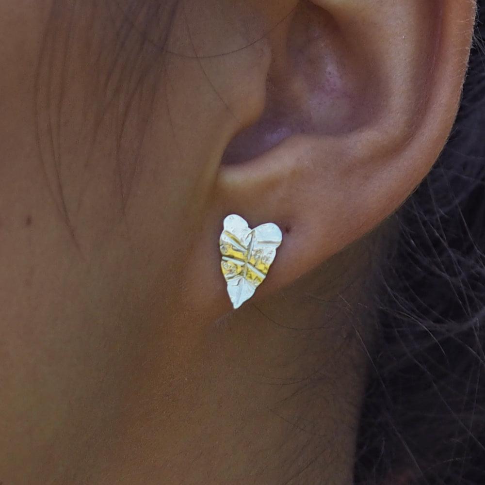 Foresta Tiny Taro Leaf Stud Earrings