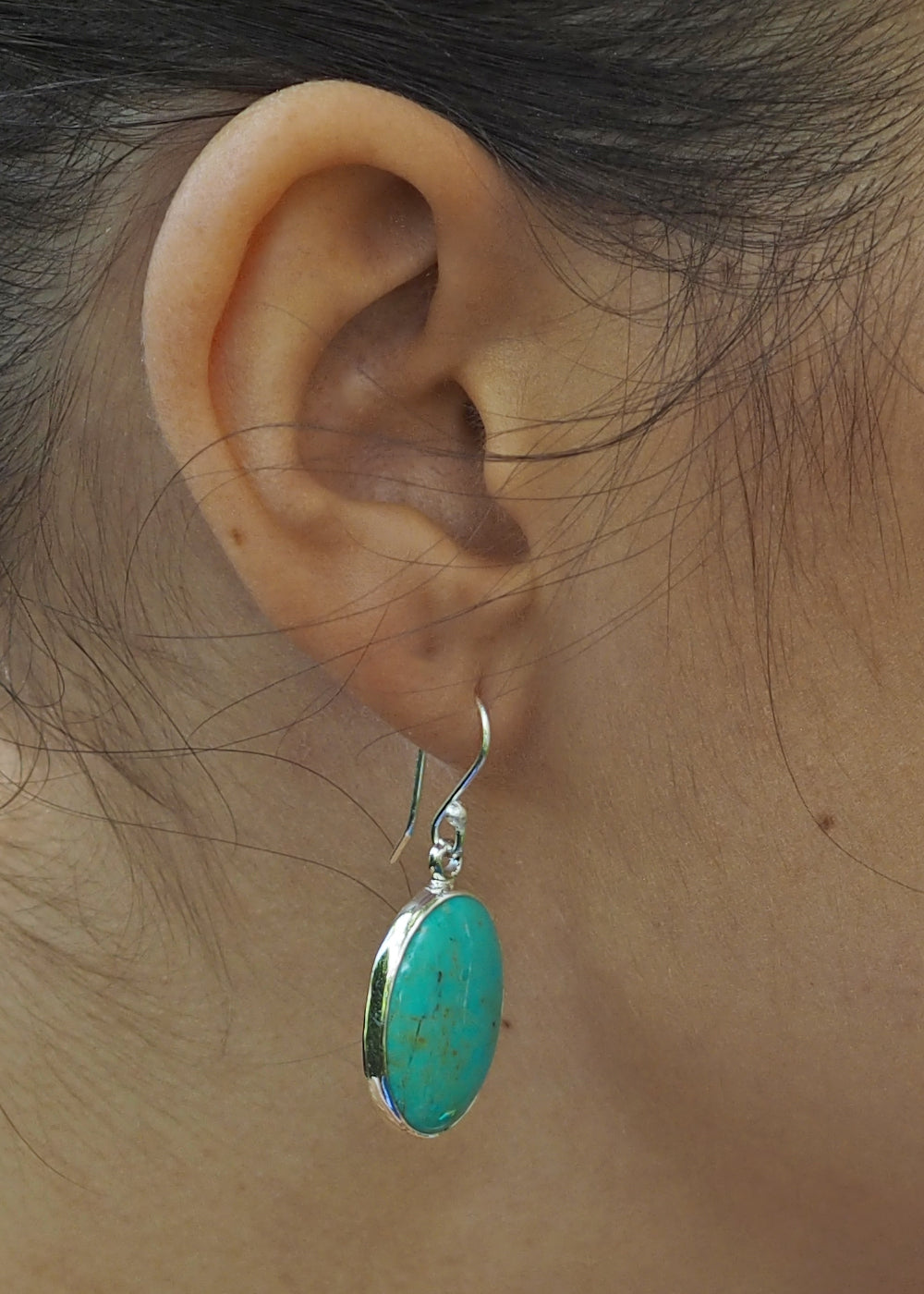 Kelly Large Oval Turquoise Drop Earrings