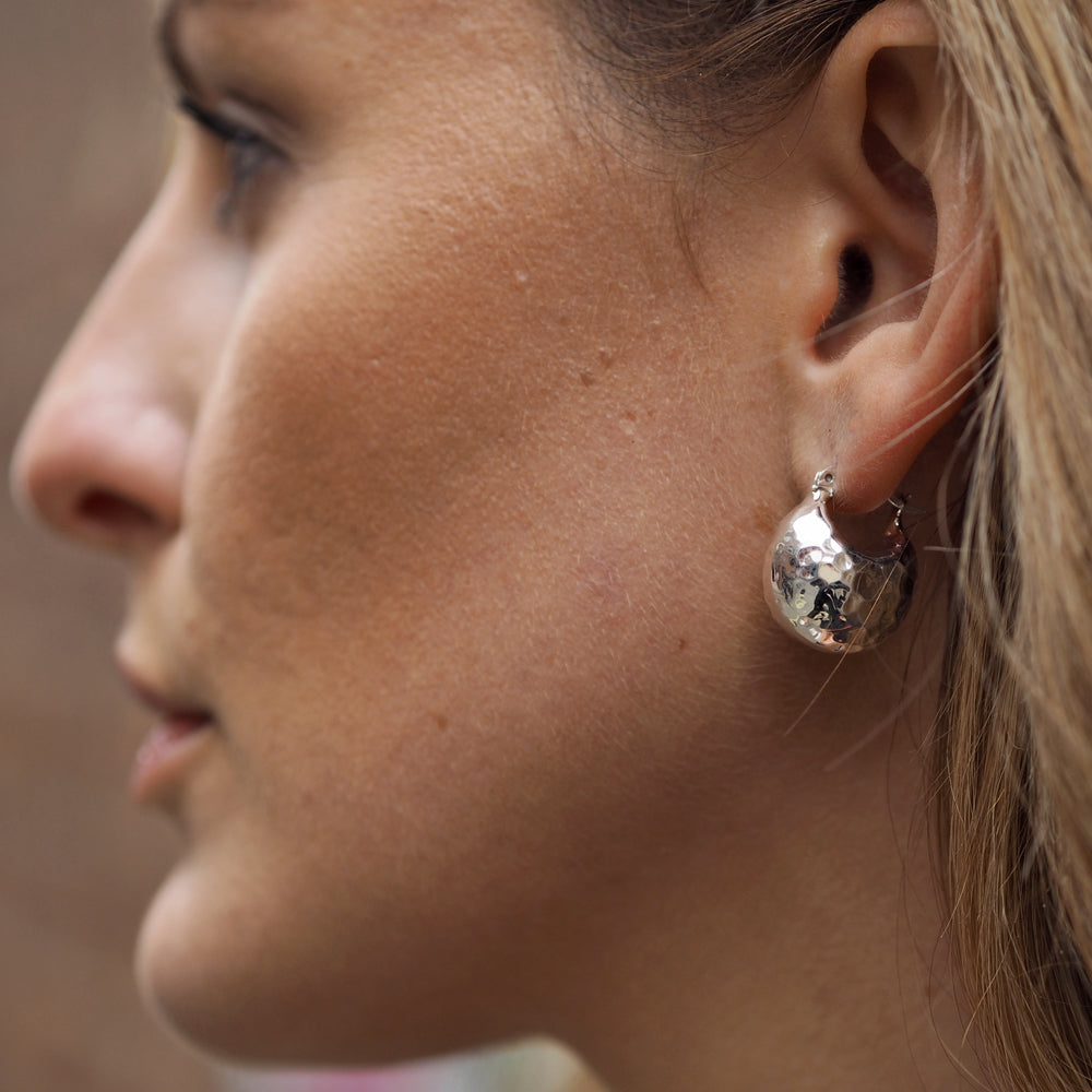 Adore Small Hammered Silver Hoop Earrings