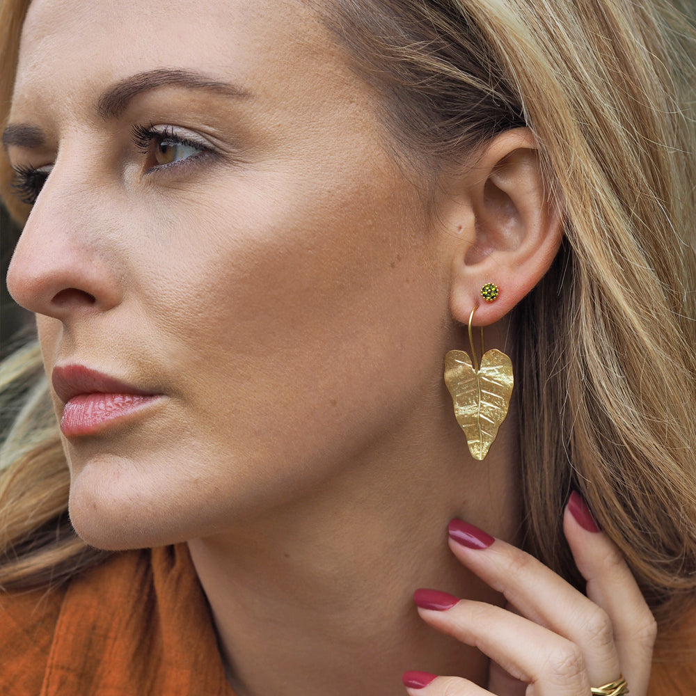 Foresta Gold Taro Leaf Drop Earrings