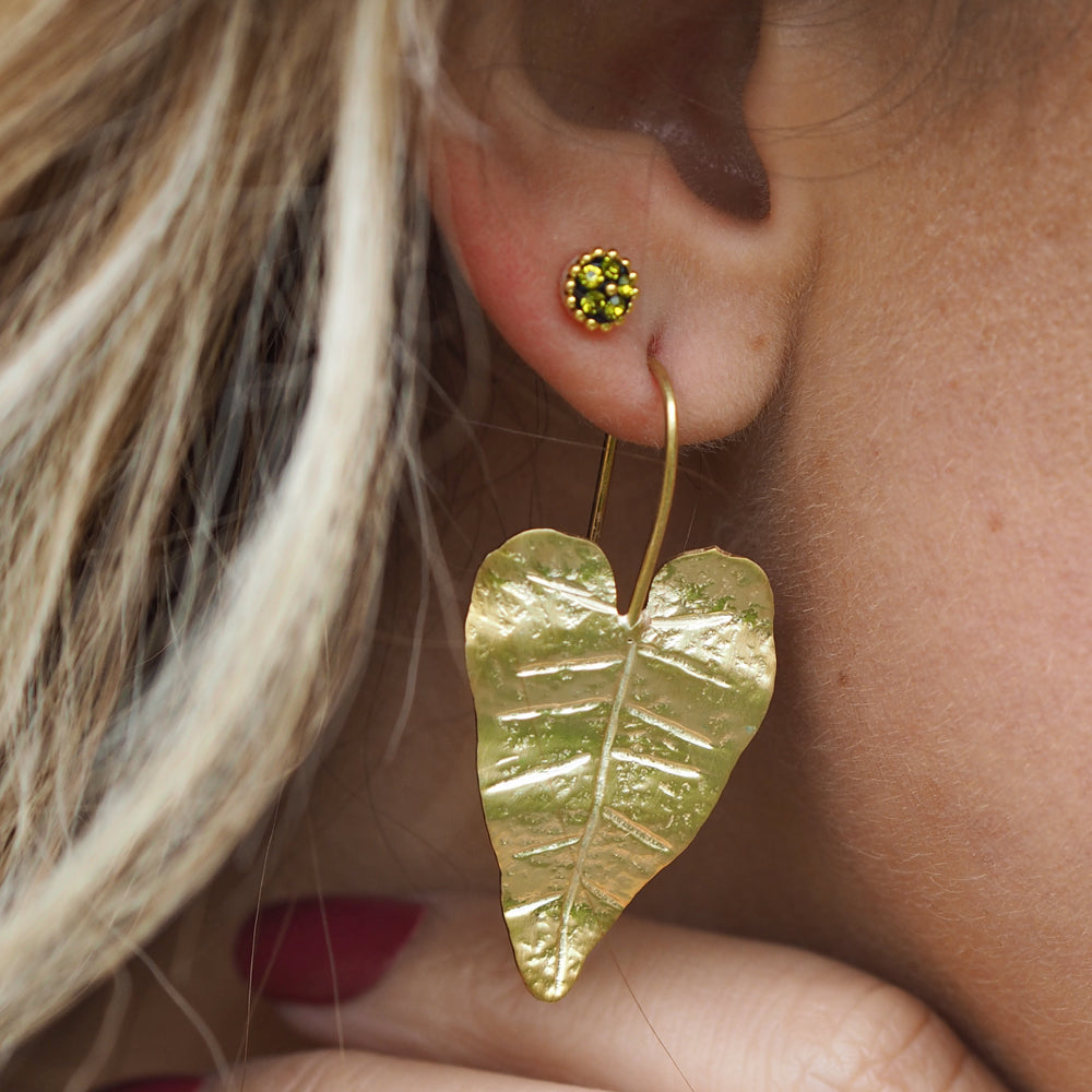 Foresta Gold Taro Leaf Drop Earrings