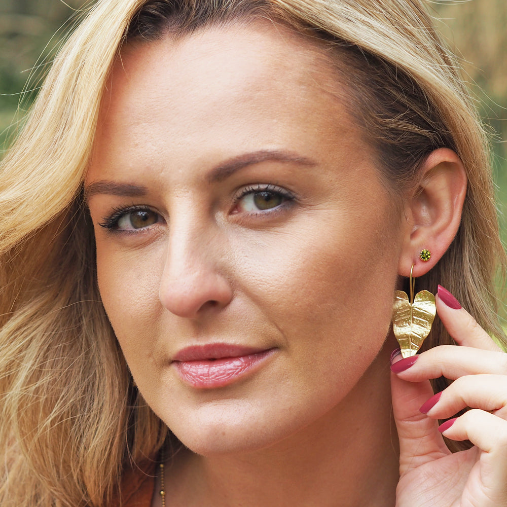 Foresta Gold Taro Leaf Drop Earrings