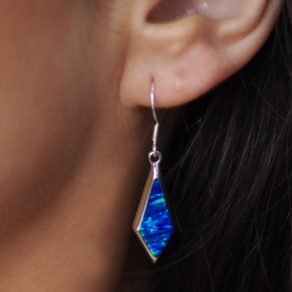 Flinder Blue Long Kite Drop Earrings