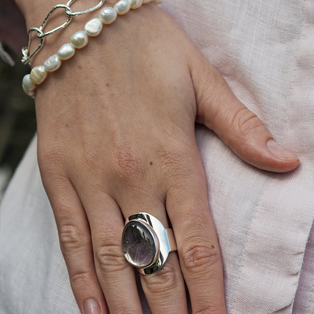 Monet Ixchel Pink Amethyst Adjustable Ring