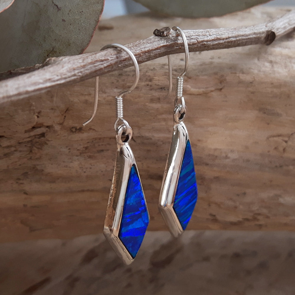 Flinder Blue Long Kite Drop Earrings