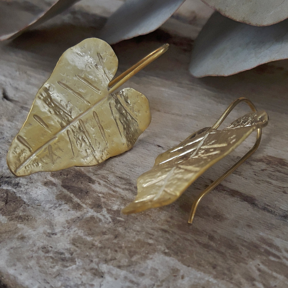 Foresta Gold Taro Leaf Drop Earrings