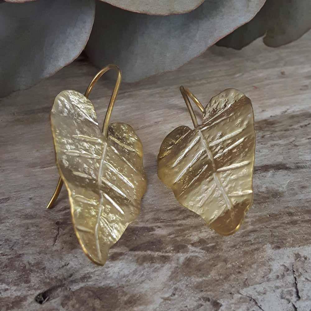 Foresta Gold Taro Leaf Drop Earrings