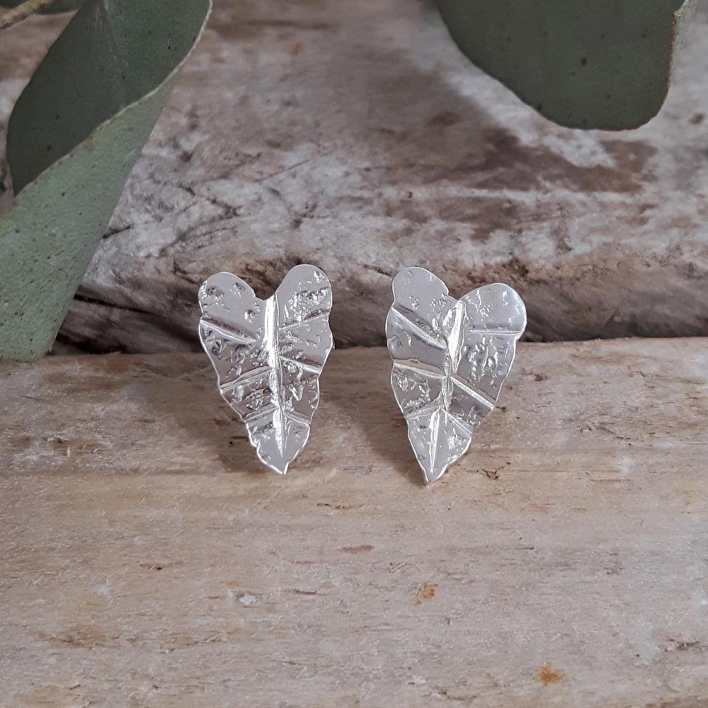 Foresta Tiny Taro Leaf Stud Earrings