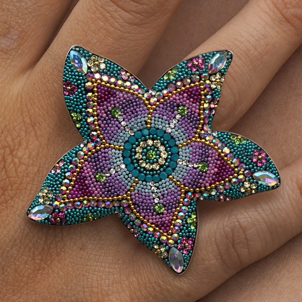 Allegra Galactic Flower 4.5cm Adjustable Ring