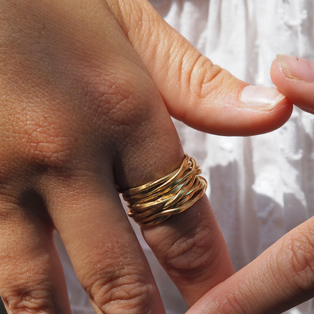 Lattice Wide Gold Ring