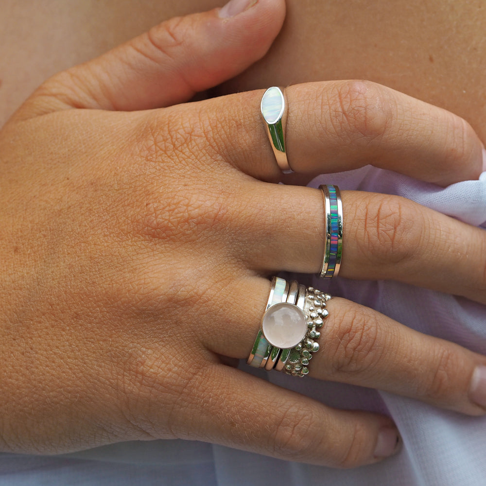 Flinder White Opal Ring