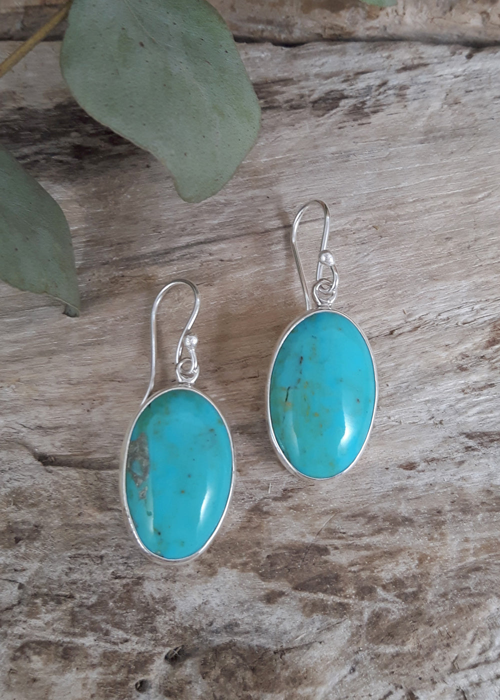 Kelly Large Oval Turquoise Drop Earrings