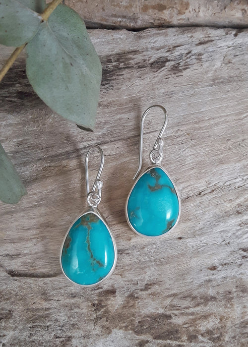 Kelly Medium Teardrop Turquoise Drop Earrings