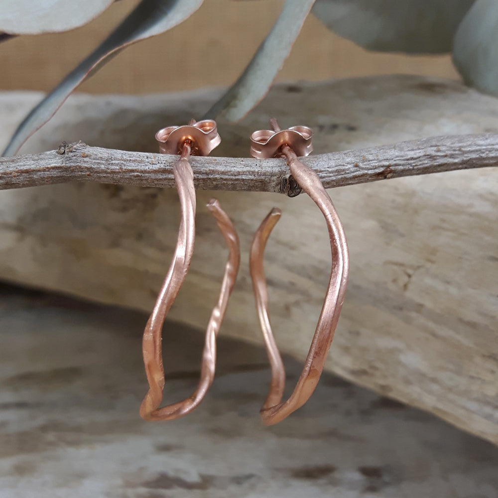 Lattice Single Hoop Rose Gold Earrings