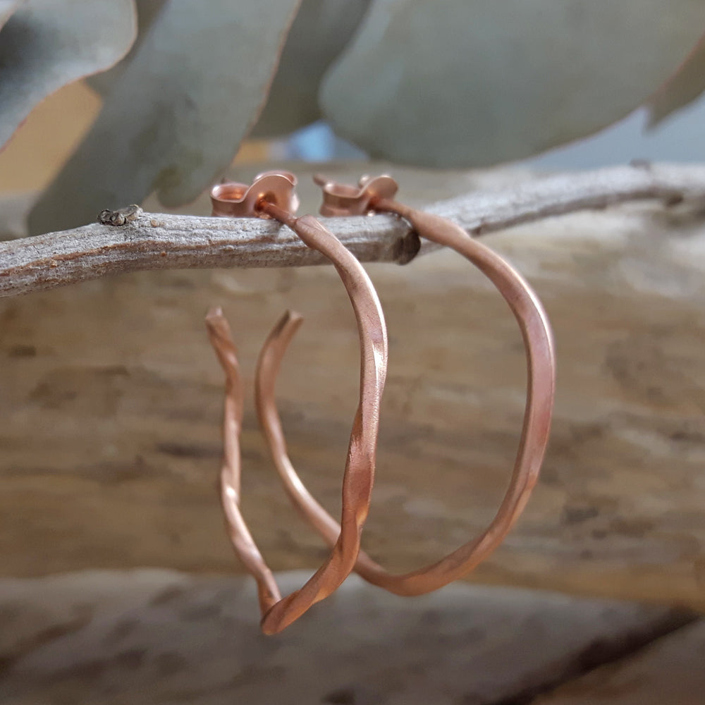 Lattice Single Hoop Rose Gold Earrings