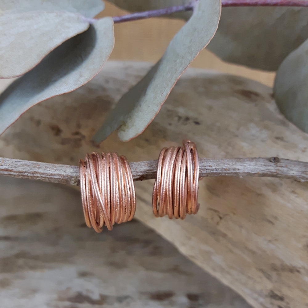 Lattice Wide Hoop Rose Gold Earrings