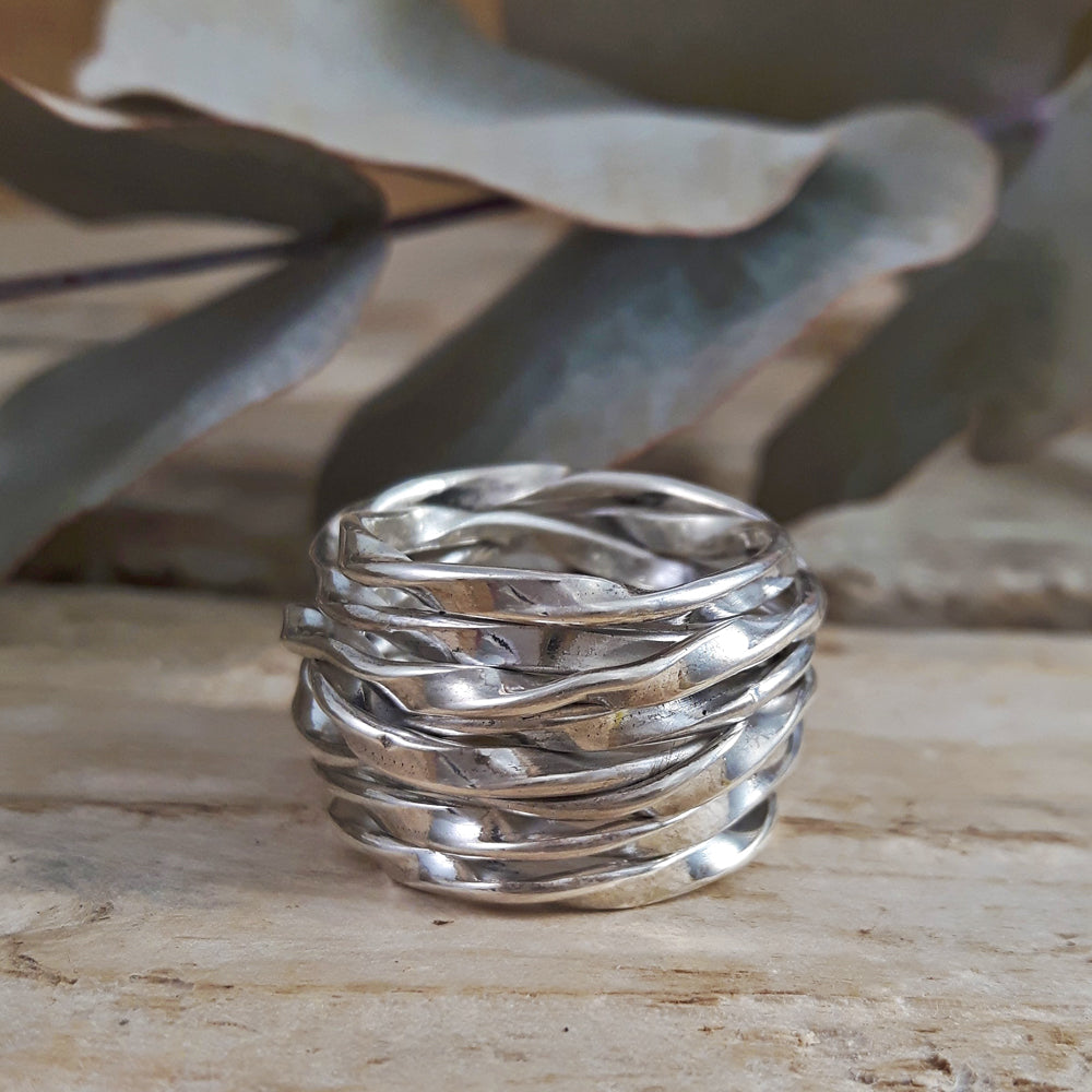 Lattice Wide Silver Ring