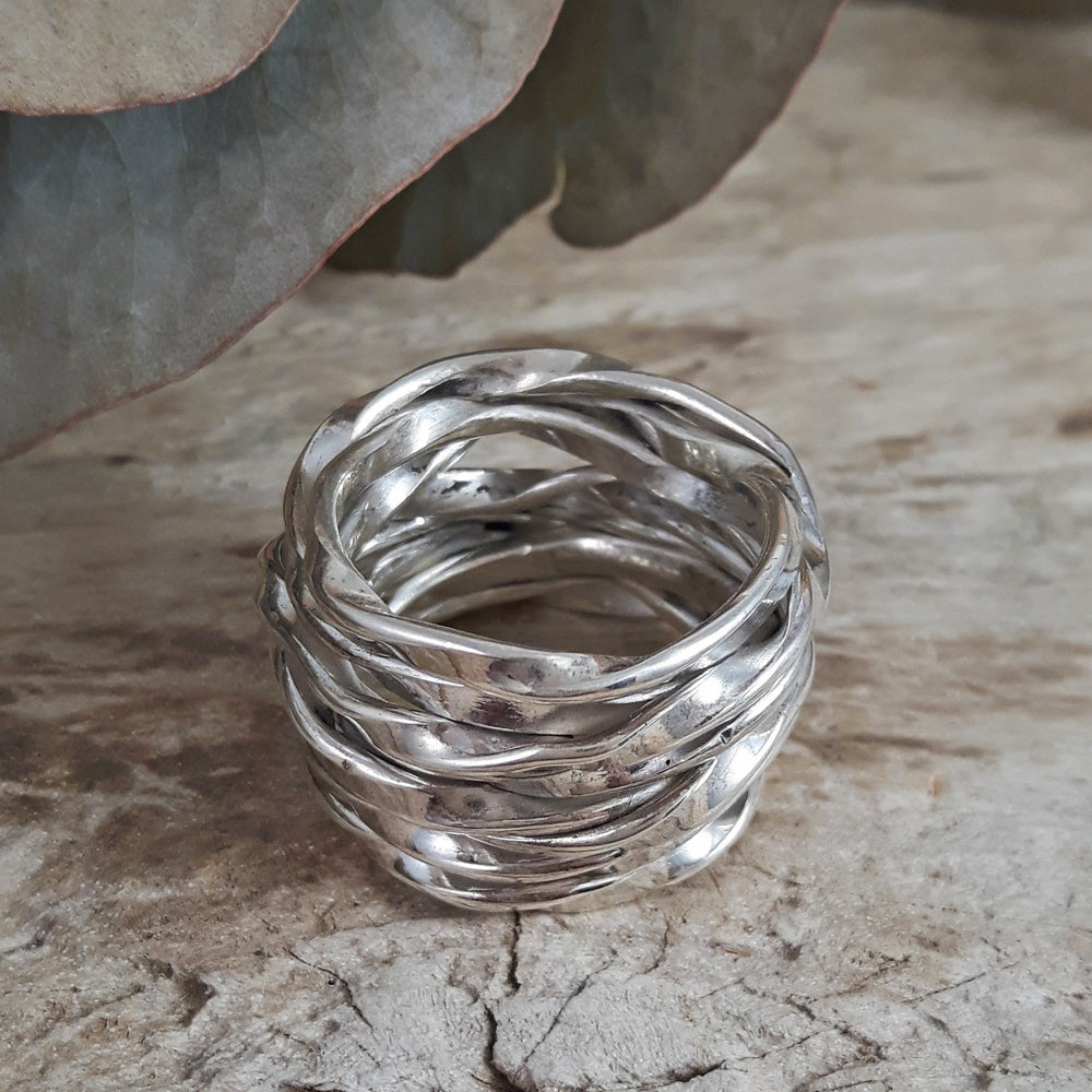 Lattice Wide Silver Ring