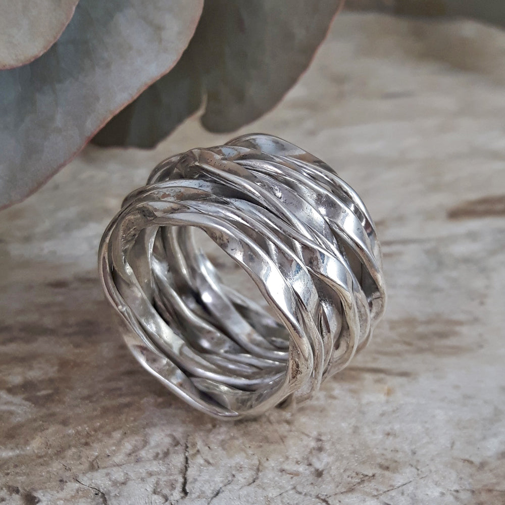 Lattice Wide Silver Ring