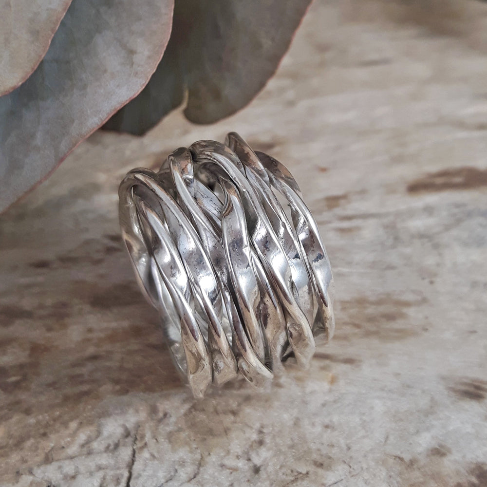 Lattice Wide Silver Ring