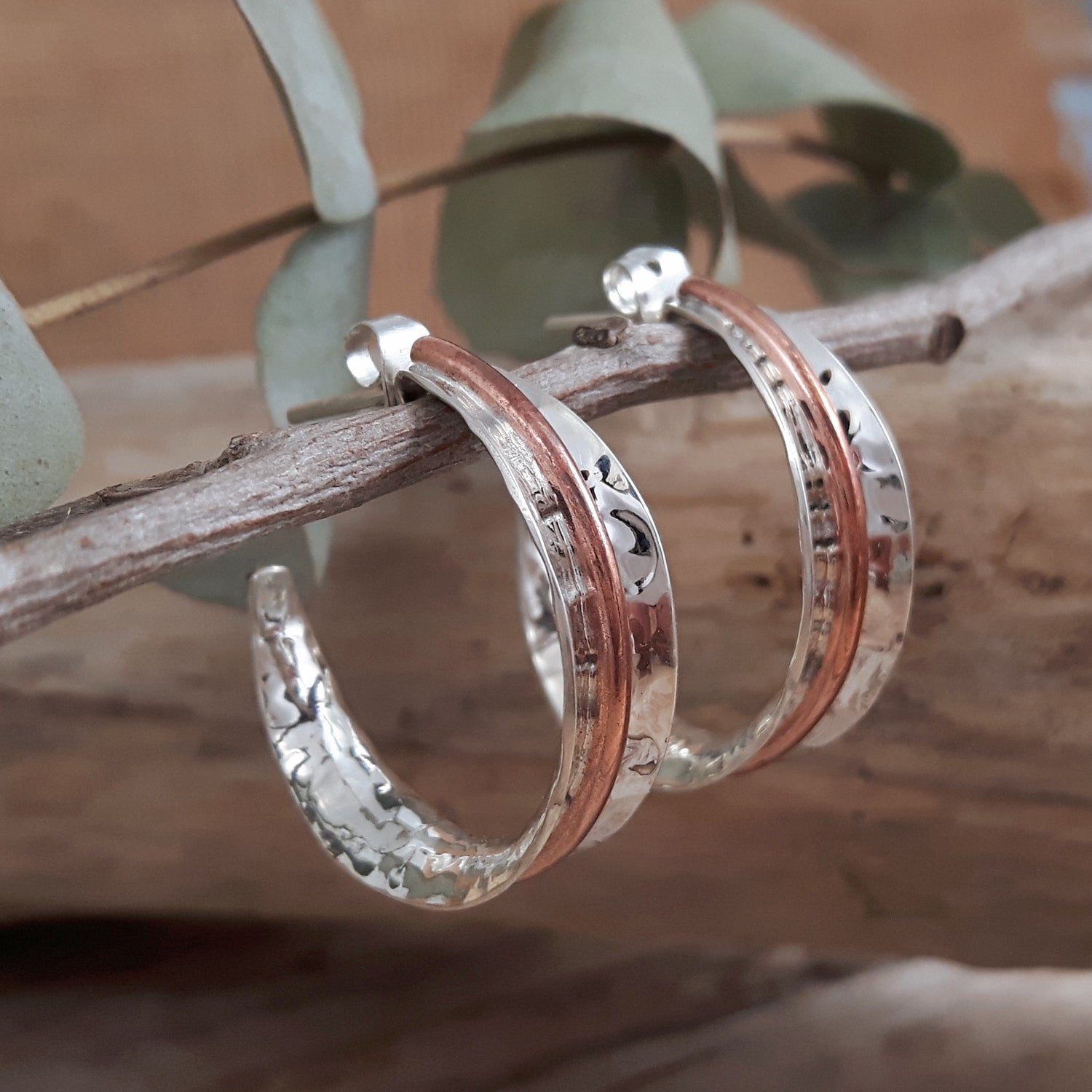 Duo Marseille Ag/Cu Hoop Earrings