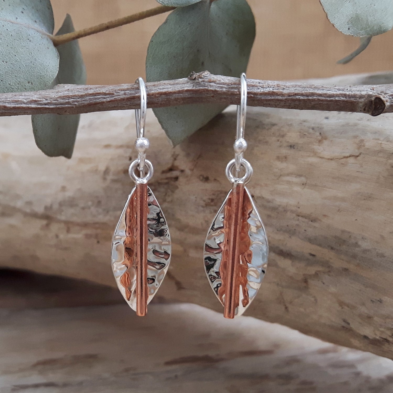 Marseille Leaf Ag/Cu Drop Earrings