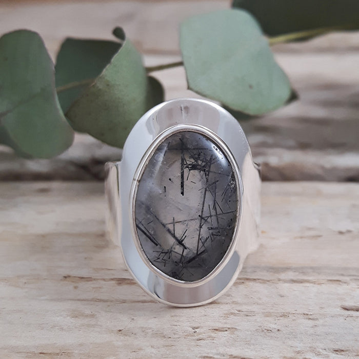 Monet Oval Rutilated Black Quartz Ring A