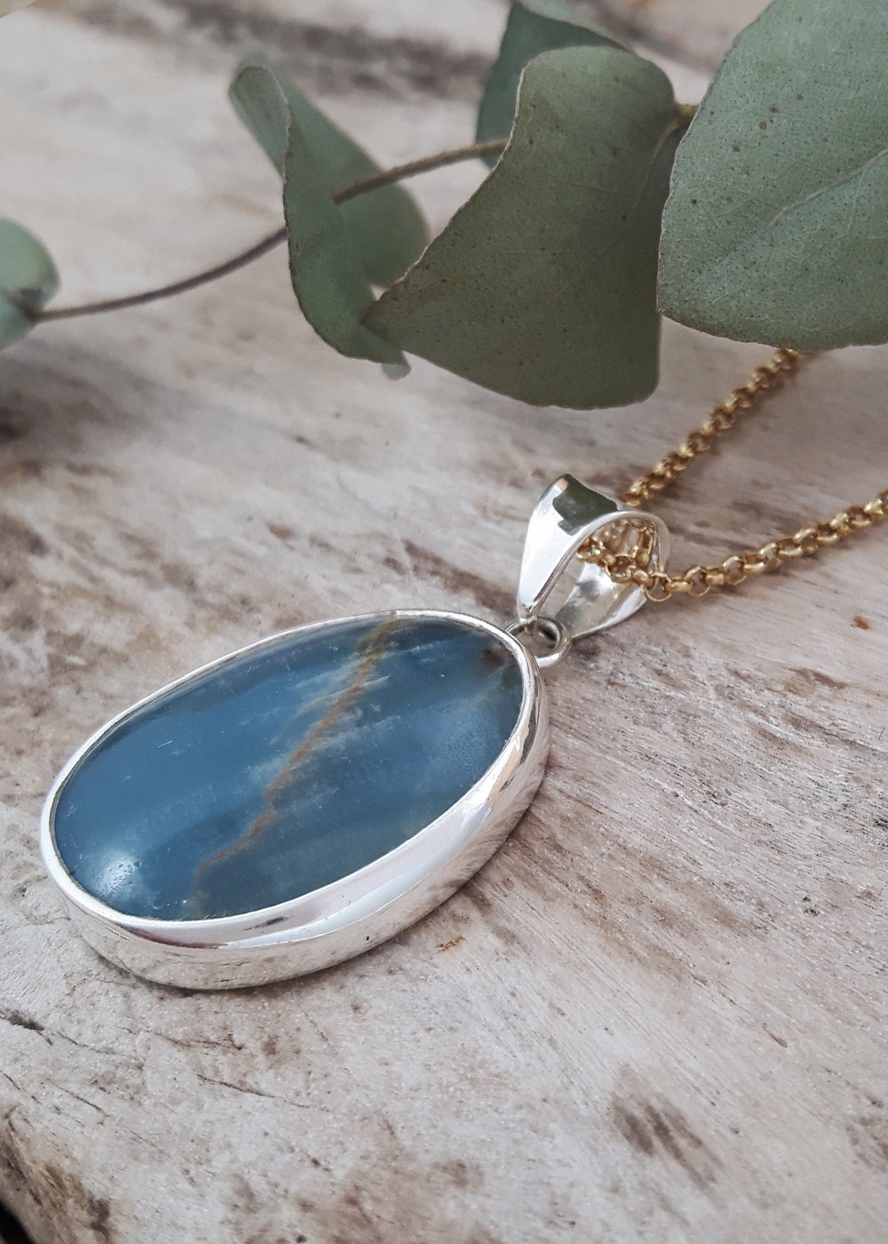 Monet Blue Calcite Oval Medium Pendant