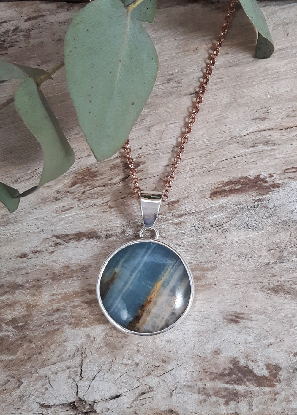 Monet Blue Calcite Round Medium Pendant