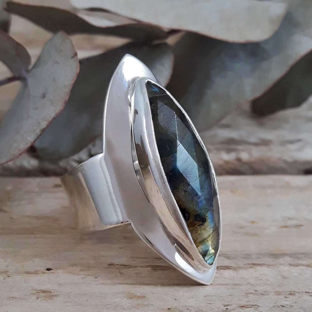 Monet Labradorite Marquise Faceted Adjustable Ring A