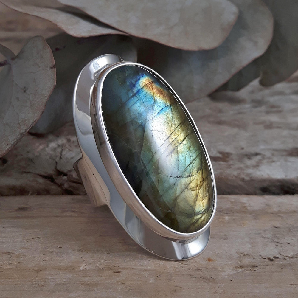 Monet Labradorite Oval XL03 Adjustable Ring A