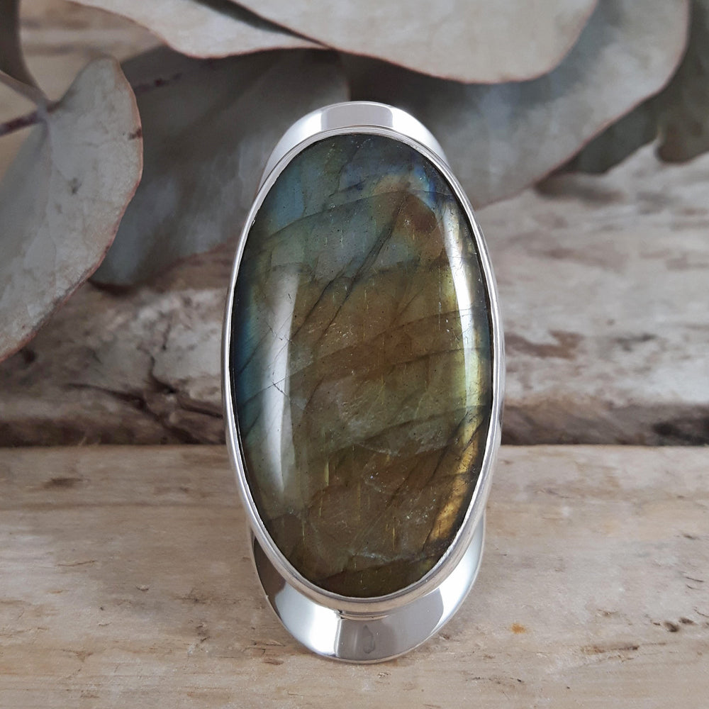 Monet Labradorite Oval XL03 Adjustable Ring A