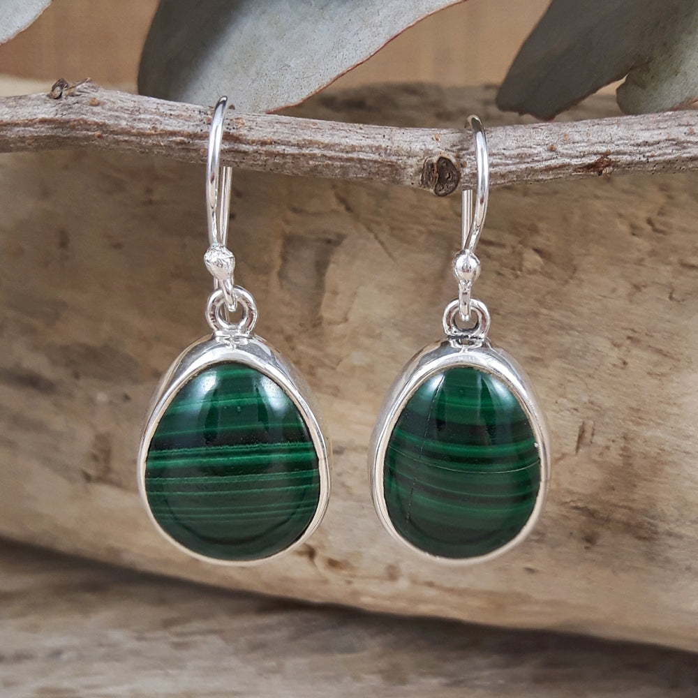 Monet Malachite Large Drop Earrings B