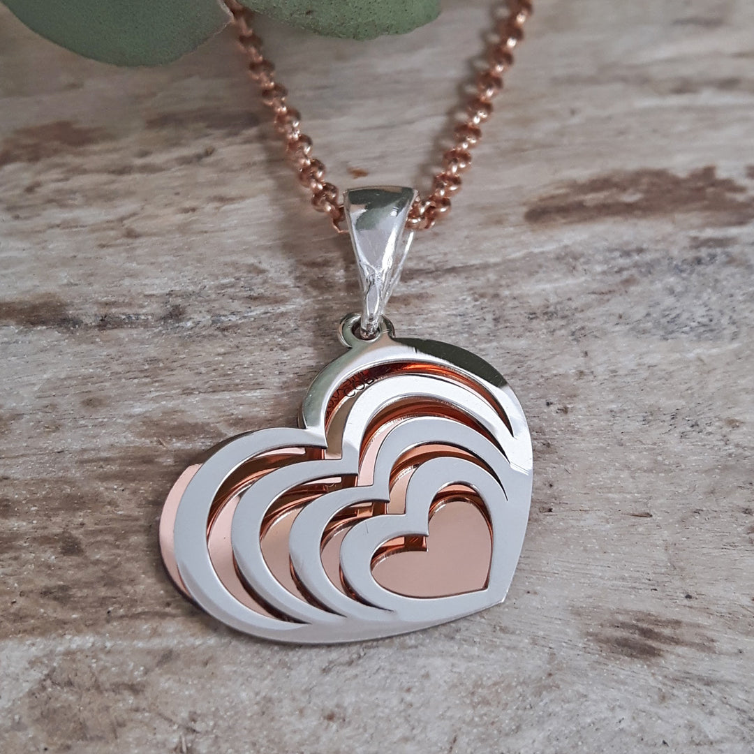 Celtic Heart Silver & Copper Pendant