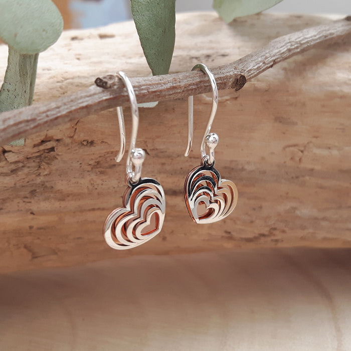 Celtic Heart Silver & Copper Earrings