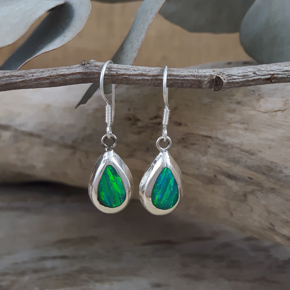 Flinder Green Teardrop Drop Earrings