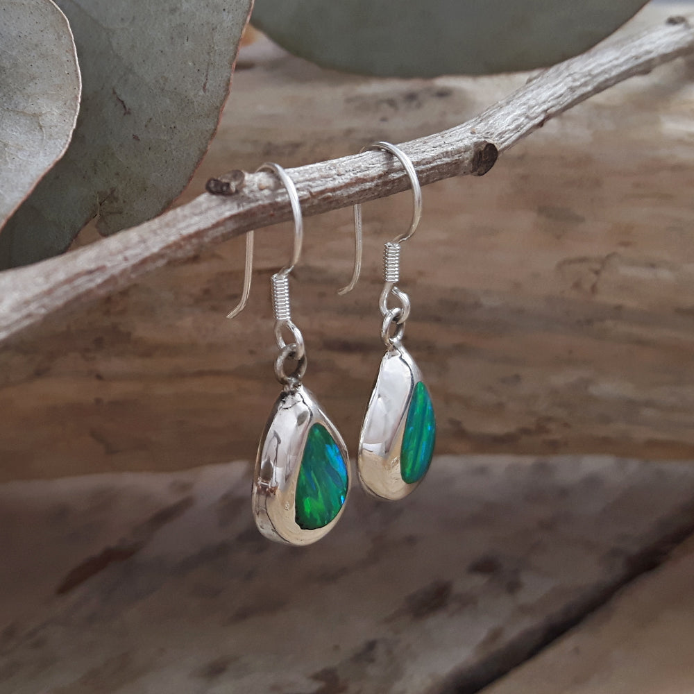 Flinder Green Teardrop Drop Earrings