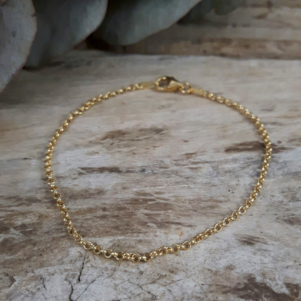 Classic Rolo Gold Chain Bracelet