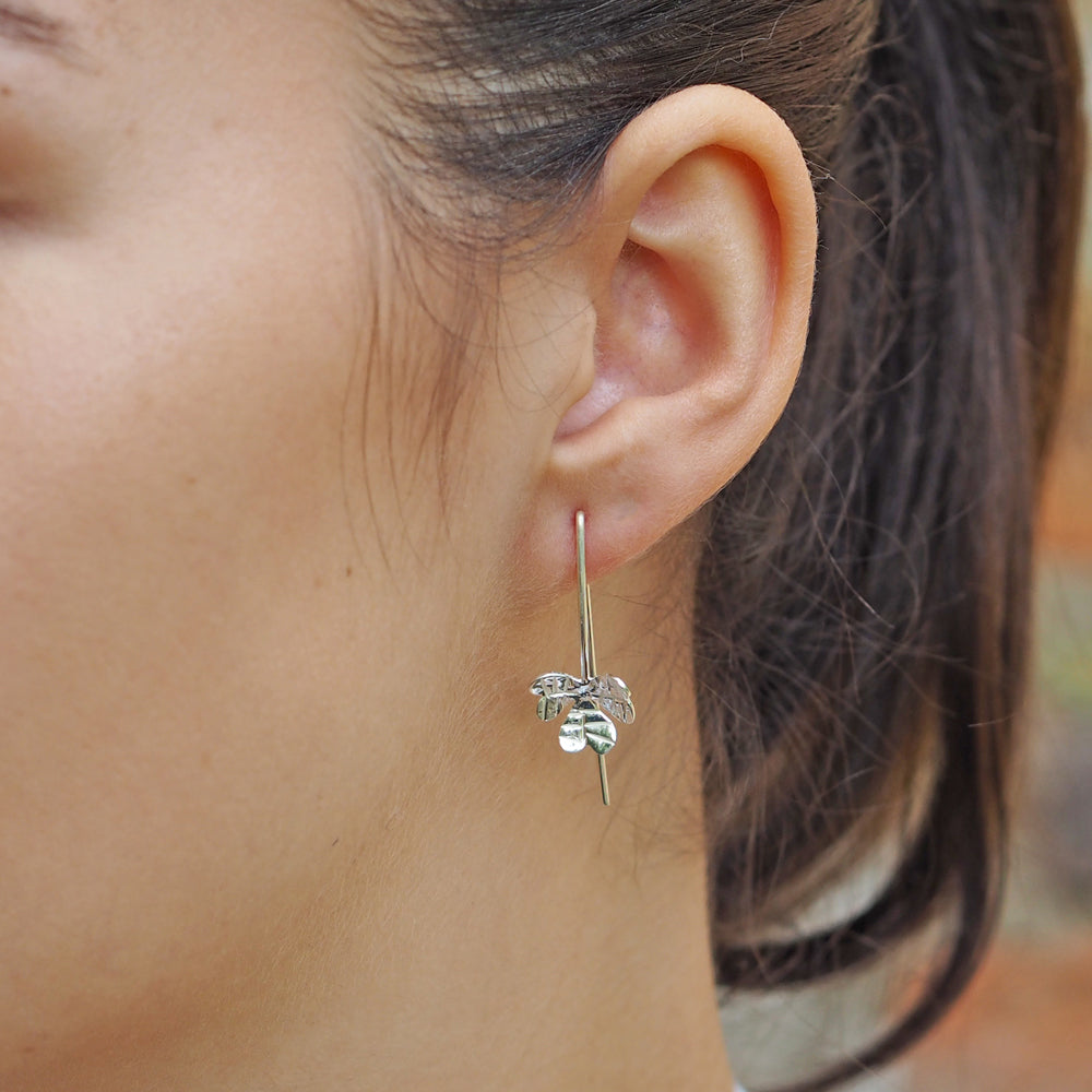 Foresta Shamrock Small Silver Drop Earrings