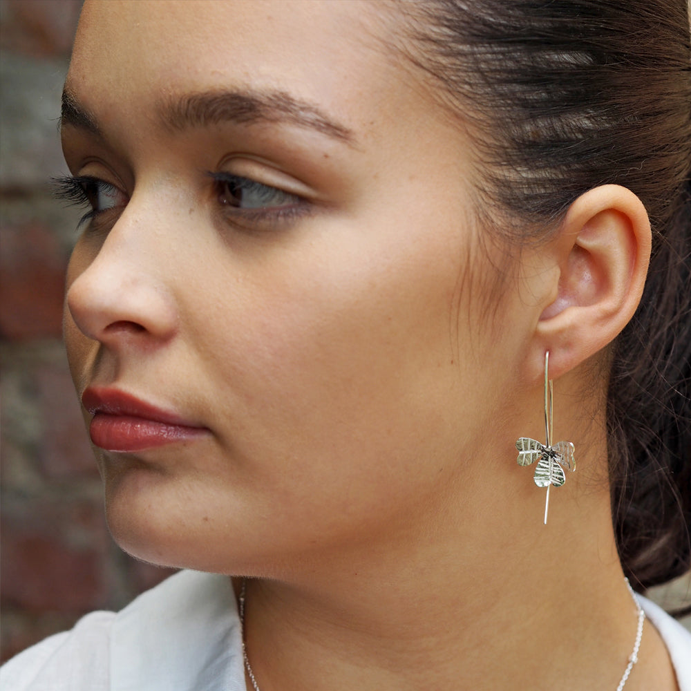 Foresta Shamrock Large Silver Drop Earrings