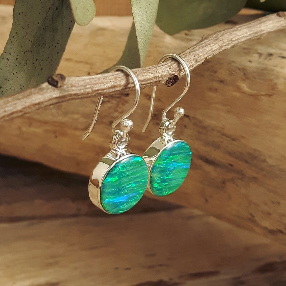 Flinder Green Dot Drop Earrings