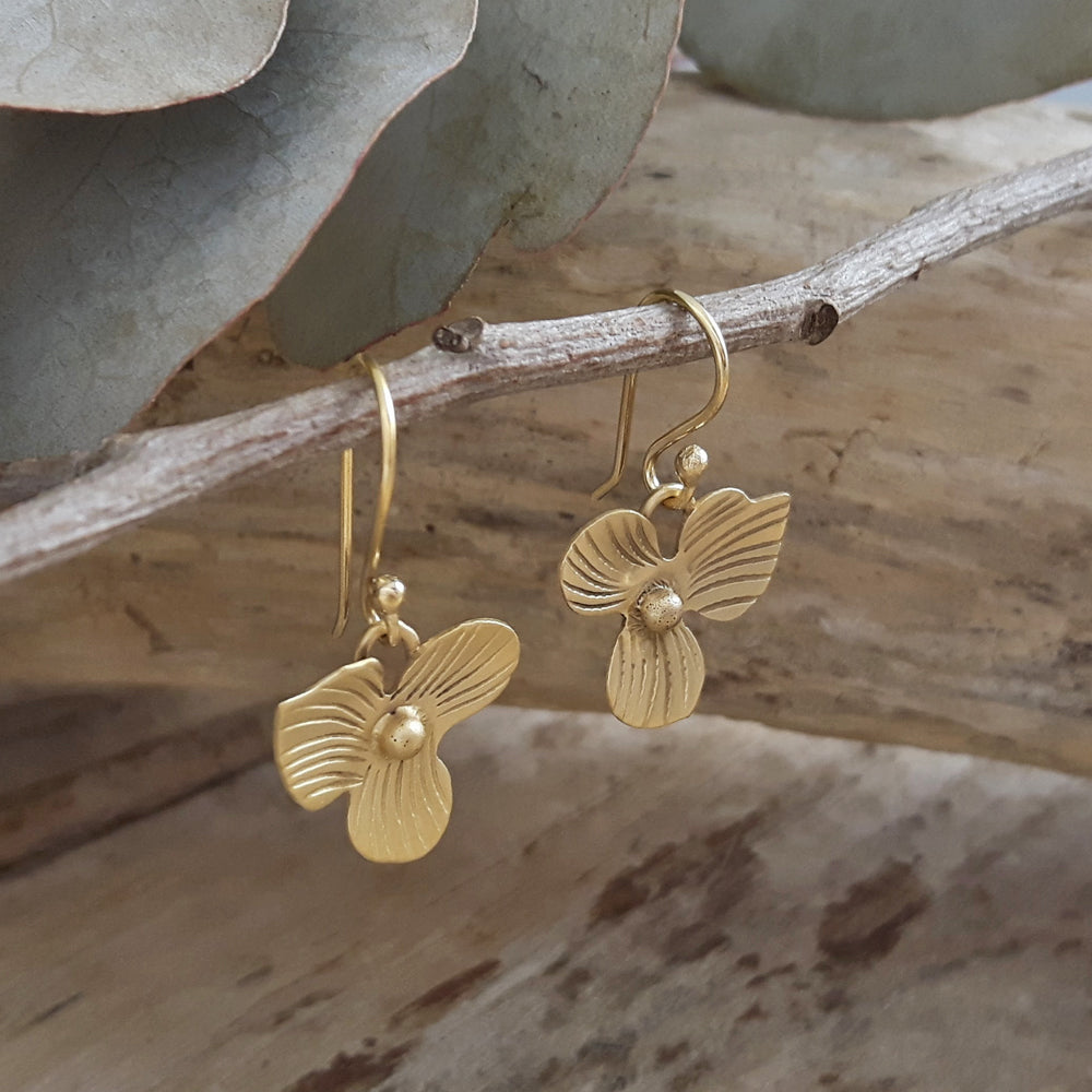 Viola Gold Small Drop Earrings