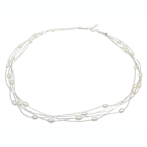 Evelyn 5 White Pearl Necklace